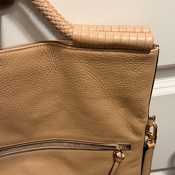 Tory Burch Beige Tan Pebbled Leather Tote/Crossbody with Braided Top Handle - Picture 12 of 13